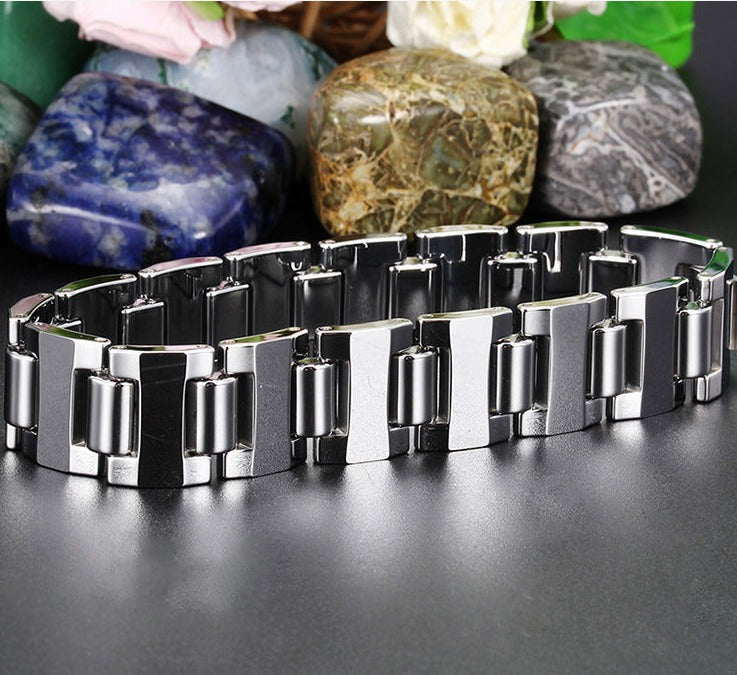 Custom Mens Tungsten Bracelet 22cm