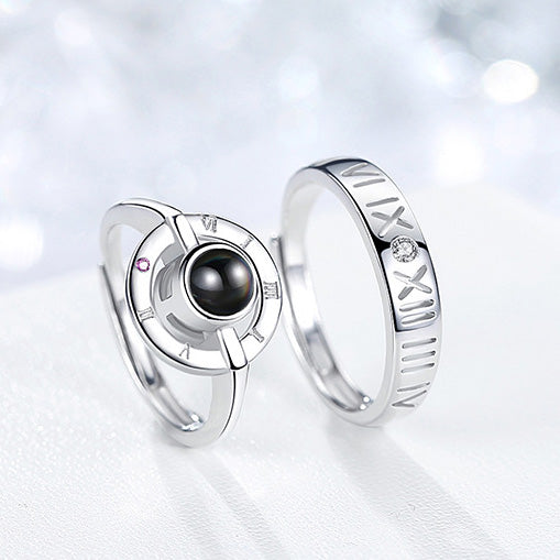 Custom Photo Projection Couples Rings Set for 2