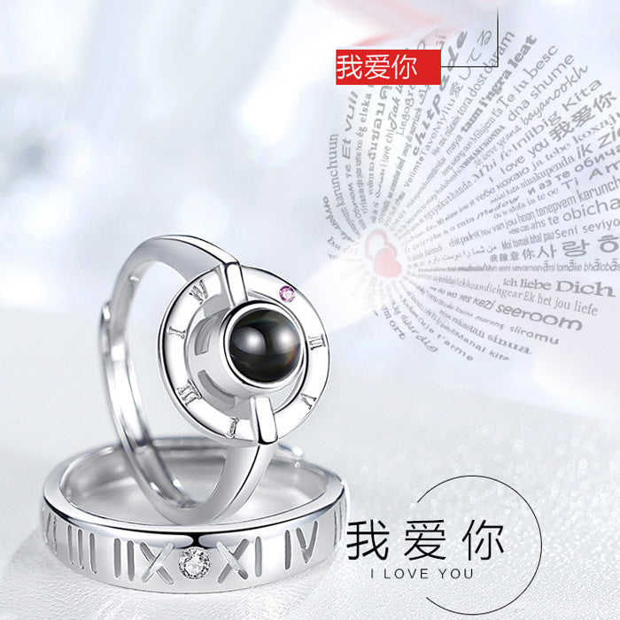 Custom Photo Projection Couples Rings Set for 2