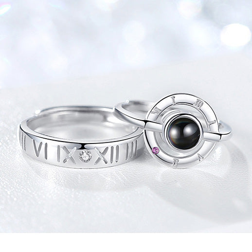 Custom Photo Projection Couples Rings Set for 2