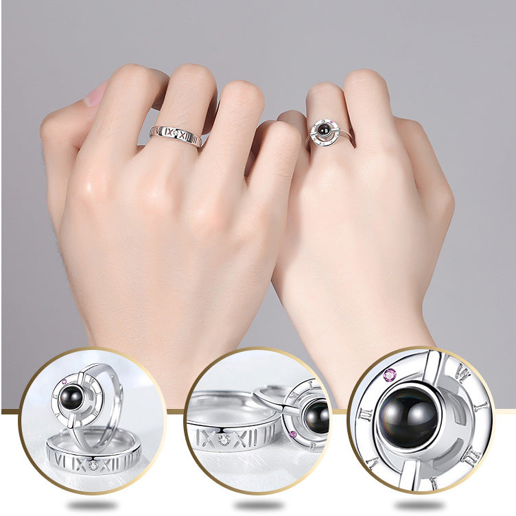 Custom Photo Projection Couples Rings Set for 2