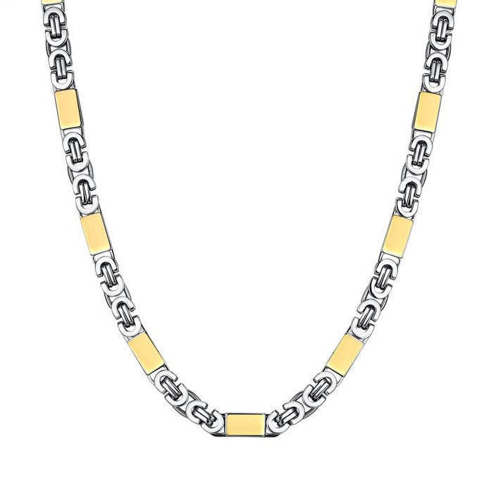 Mens Byzantine Flat Chain Stainless Steel