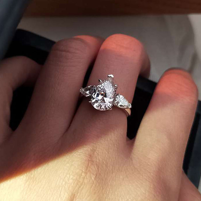 Pear Cut Synthetic Diamond Celebrity Engagement Ring