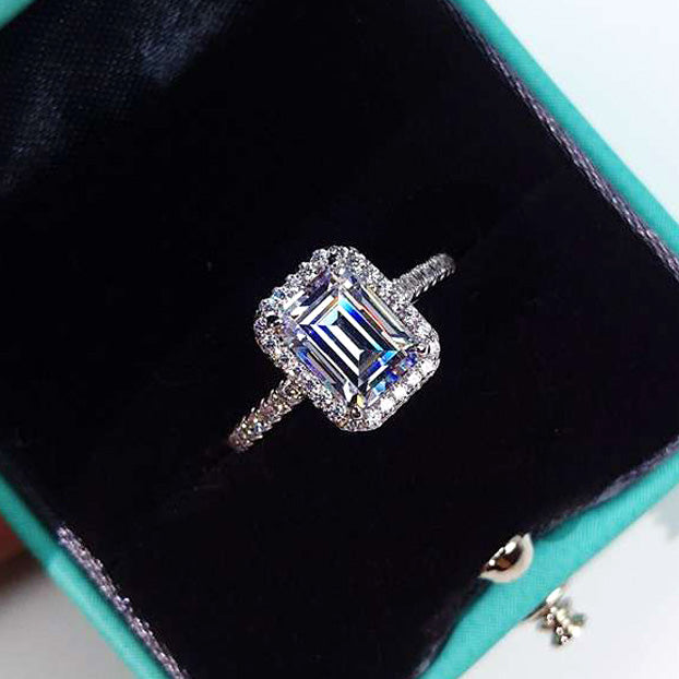 1.92 Carats Emerald Cut Diamond Engagement Ring for Her