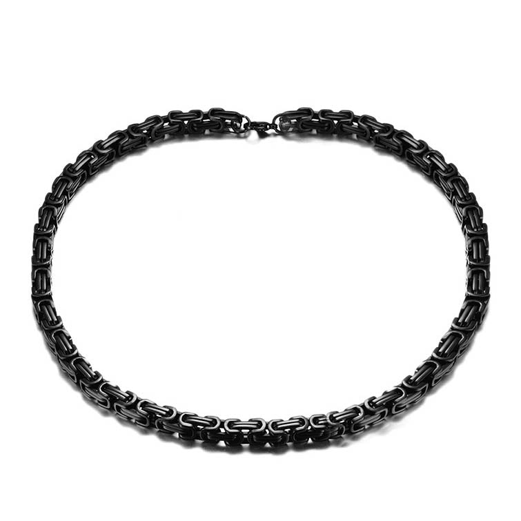 Mens Byzantine Flat Chain Gold Plated Steel 68cm