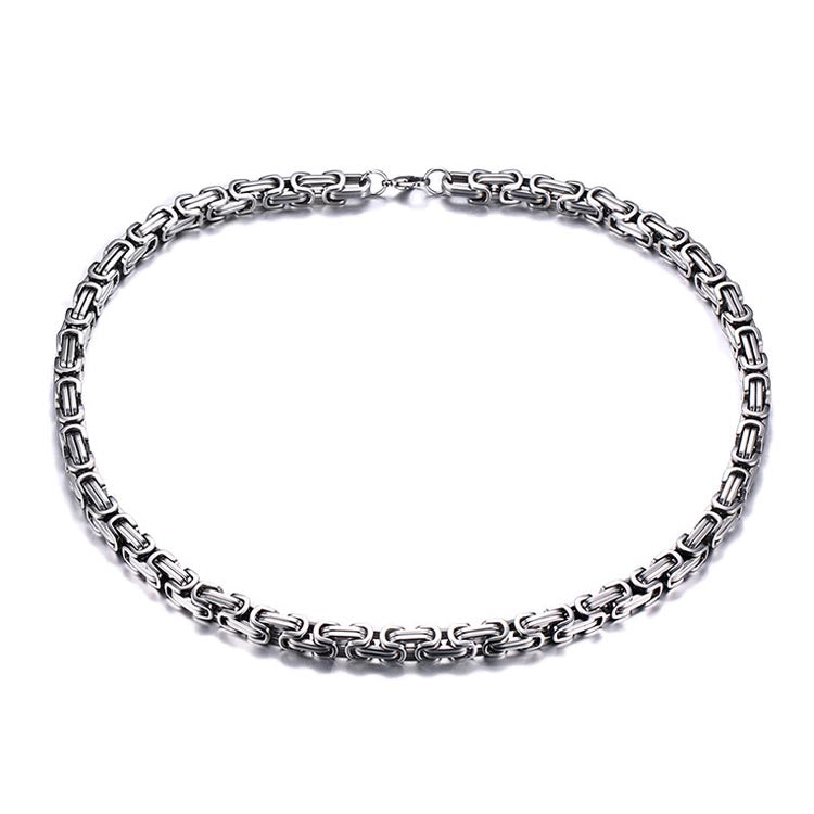 Mens Byzantine Flat Chain Gold Plated Steel 68cm