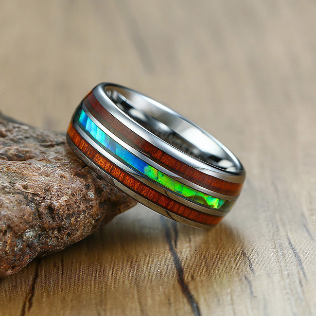 Personalized Tungsten Mens Engagement Ring 8mm