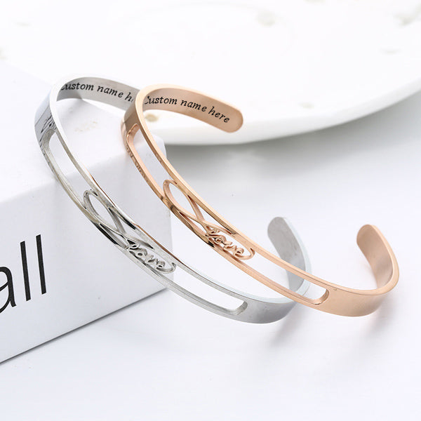 Love Personalized Women Cuff Bracelet Birthday Gift