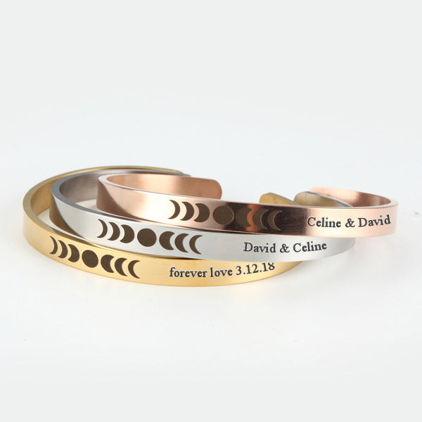 Moon Phases Cuff Bracelet Gift for Women