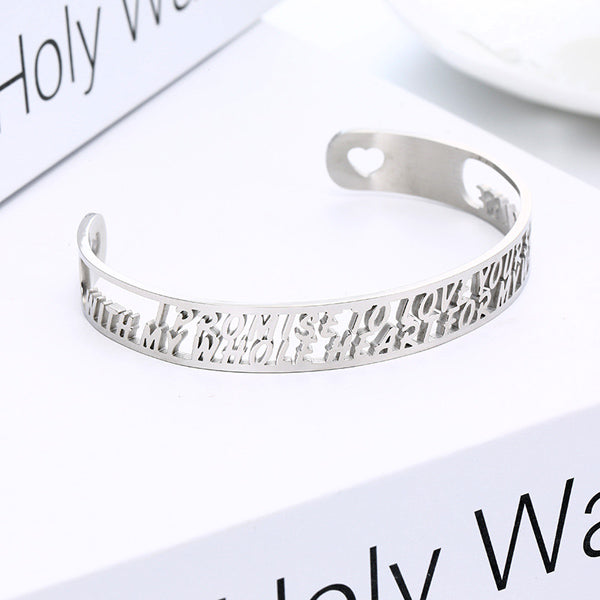 Engraved Promise Cuff Bracelet Gift for Girlfriend