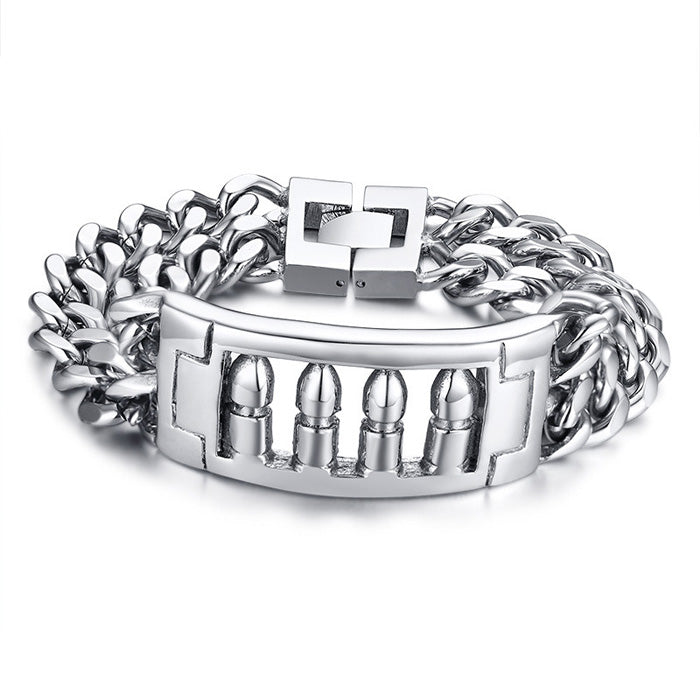 Bullet Charm Engraved Bracelet for Him
