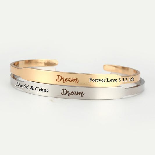 Custom Engraved Cuff Bracelet Gift for Girlfriend