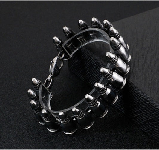 Gothic Punk Style Bullets Mens Bracelet 21cm
