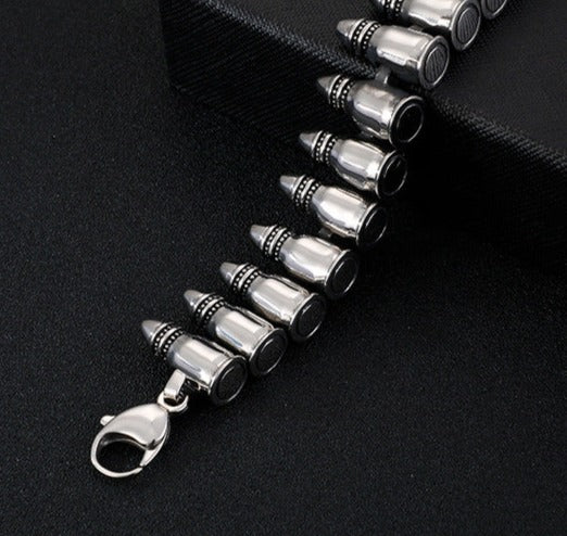 Gothic Punk Style Bullets Mens Bracelet 21cm