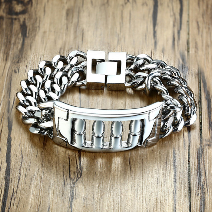 Bullet Charm Engraved Bracelet for Him