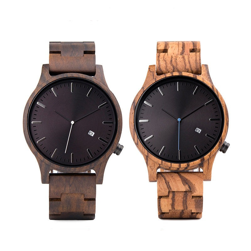Matching Simple Wood Couple Watch Set with Custom Names