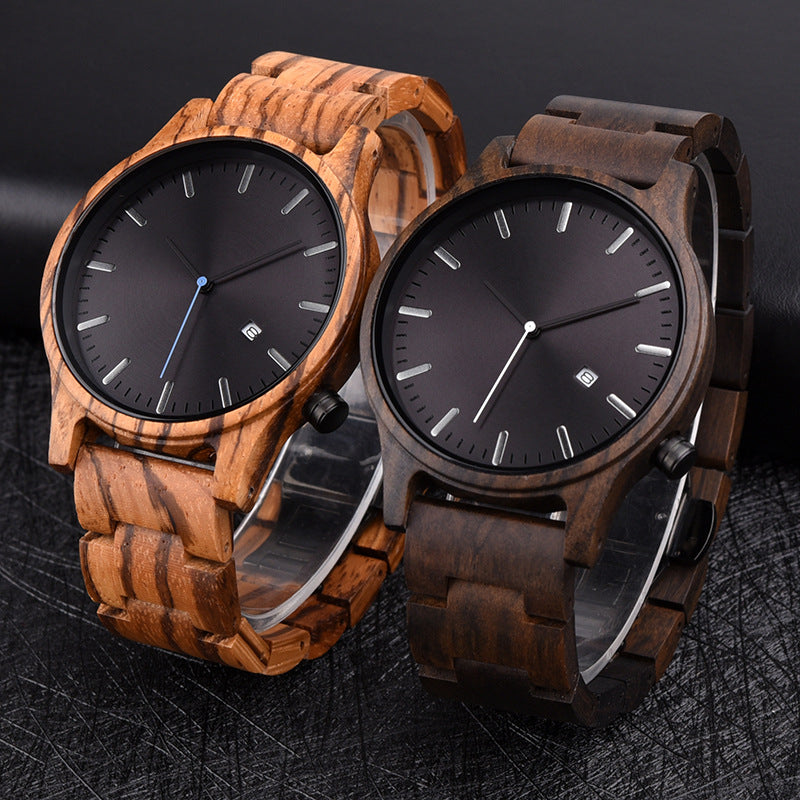 Matching Simple Wood Couple Watch Set with Custom Names
