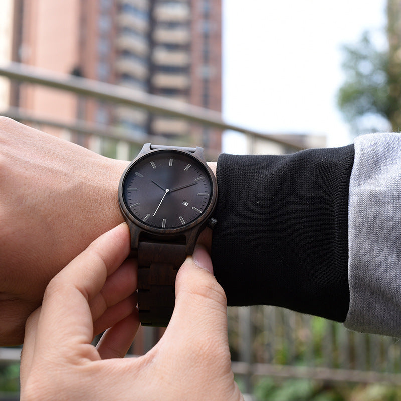 Matching Simple Wood Couple Watch Set with Custom Names