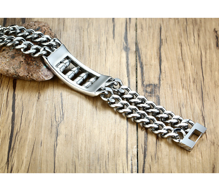 Bullet Charm Engraved Bracelet for Him