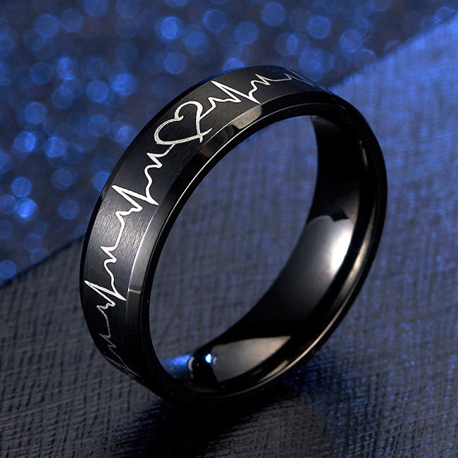 Heartbeat Matching Rings Set for Him and Her
