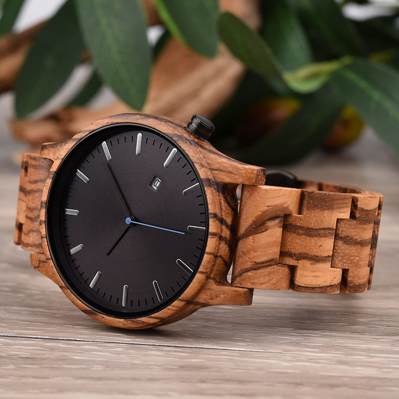Matching Simple Wood Couple Watch Set with Custom Names