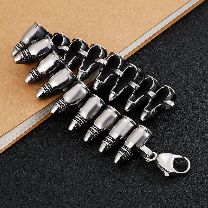 Gothic Punk Style Bullets Mens Bracelet 21cm