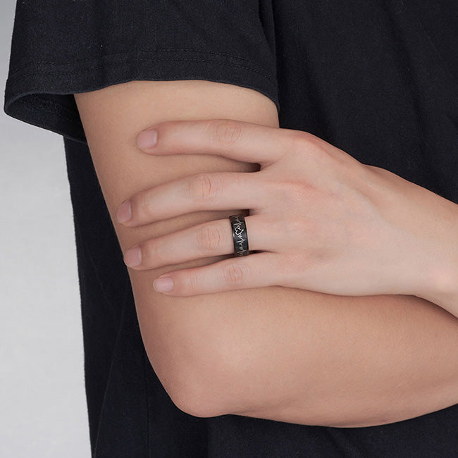 Heartbeat Matching Rings Set for Him and Her
