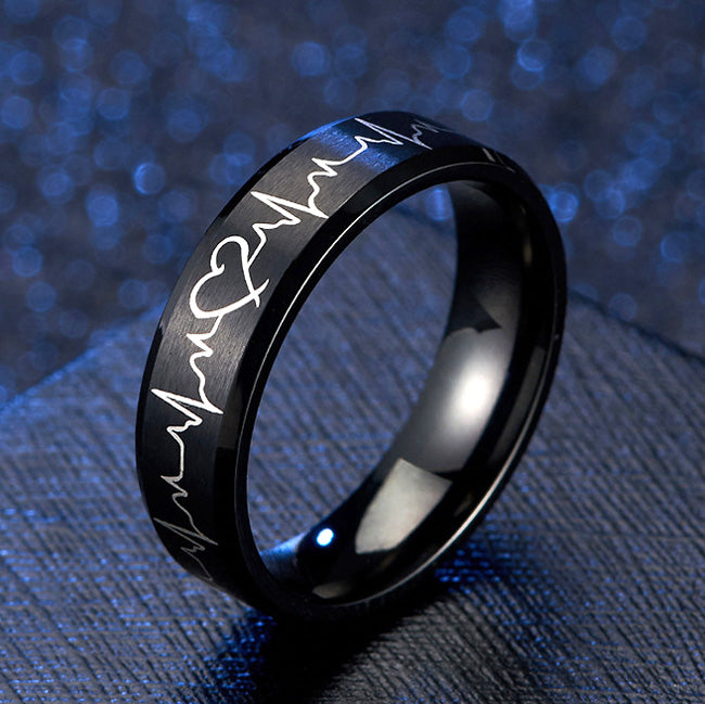 Heartbeat Matching Rings Set for Him and Her