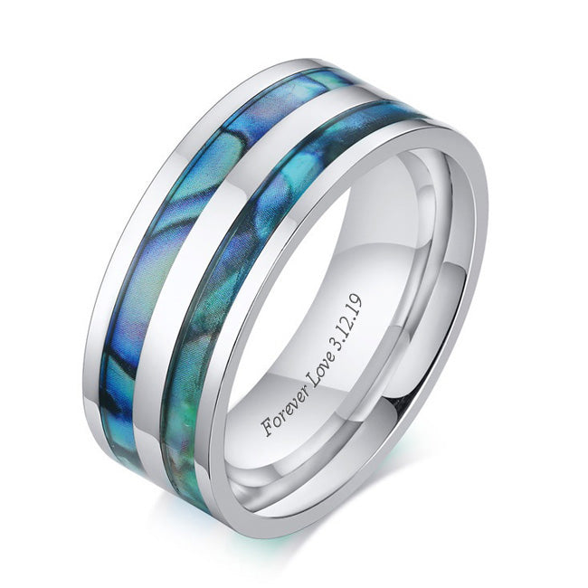 Engraved Simple Mens Ring Anniversary Gift 8mm