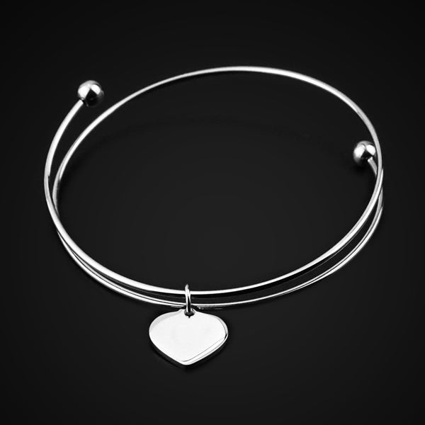 Engraved Heart Charm Bracelet Birthday Gift for Her