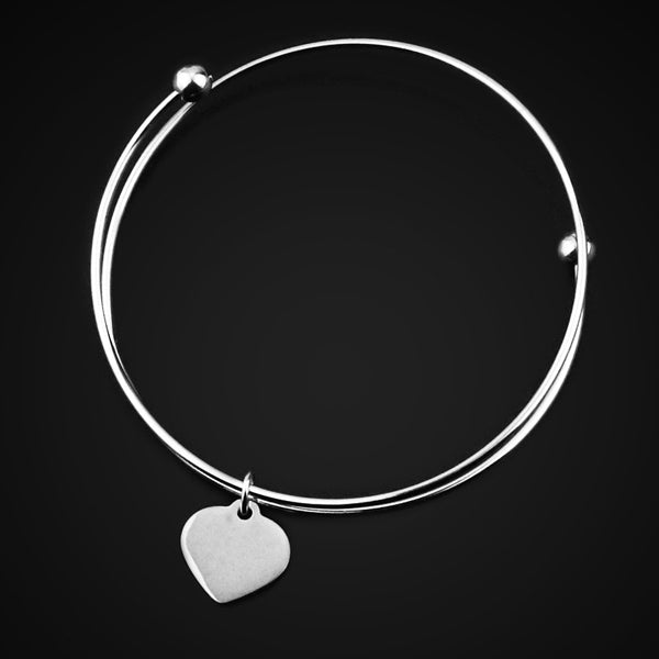 Engraved Heart Charm Bracelet Birthday Gift for Her