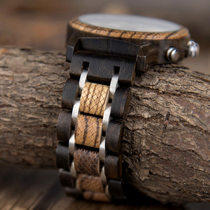 Engraved Matching Wood Couple Watch Set
