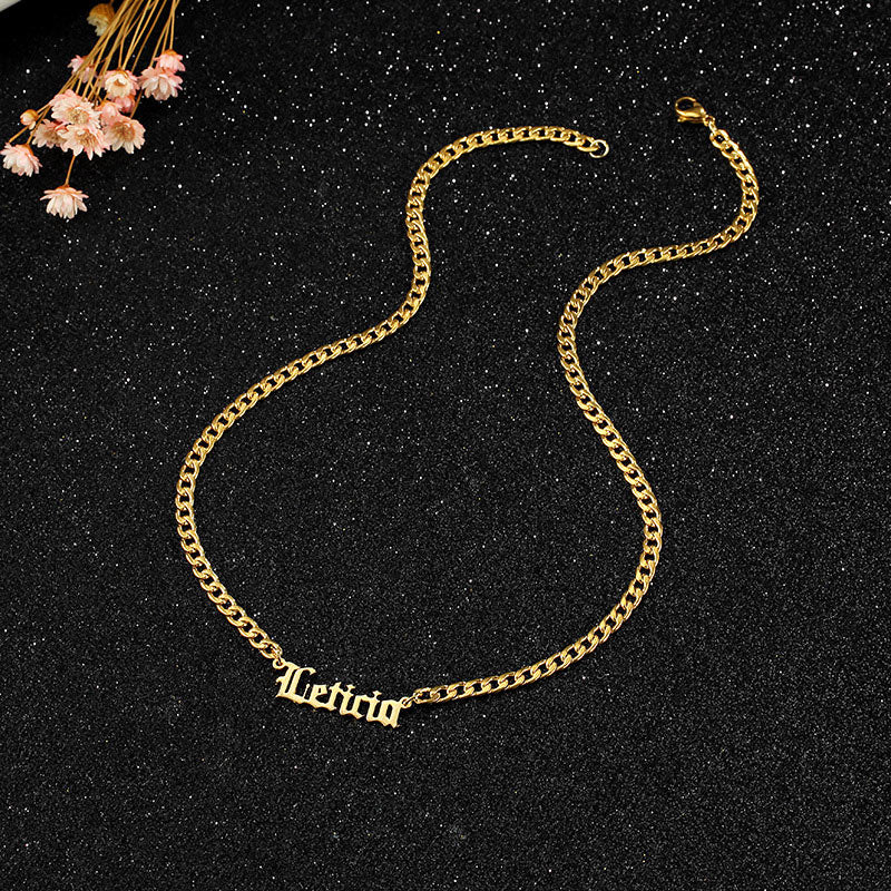 Old Script Custom Name Necklace