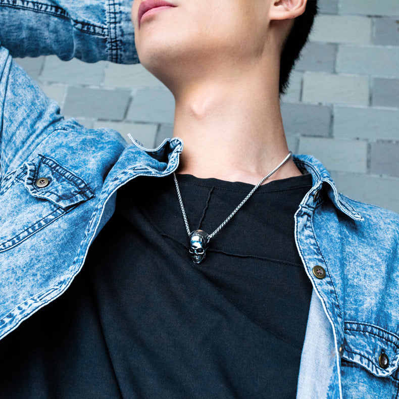 Custom Engravable Skull Necklace for Men