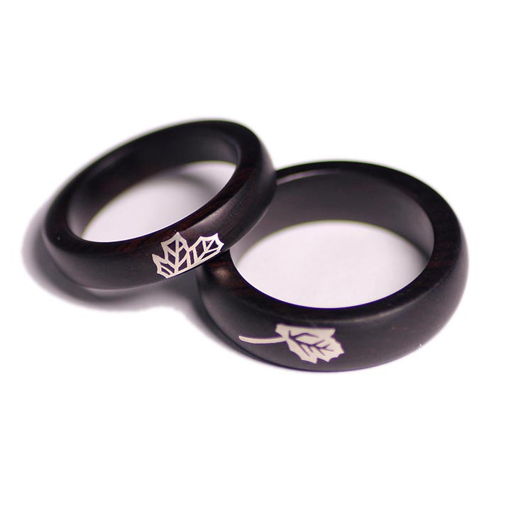 Custom Engraved Wooden Promise Rings Set