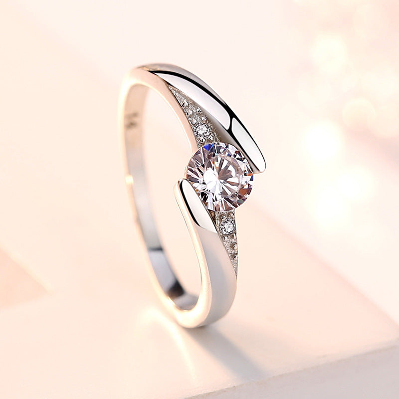 0.6 Carat Diamond Engraved Promise Ring for Her 4.5mm