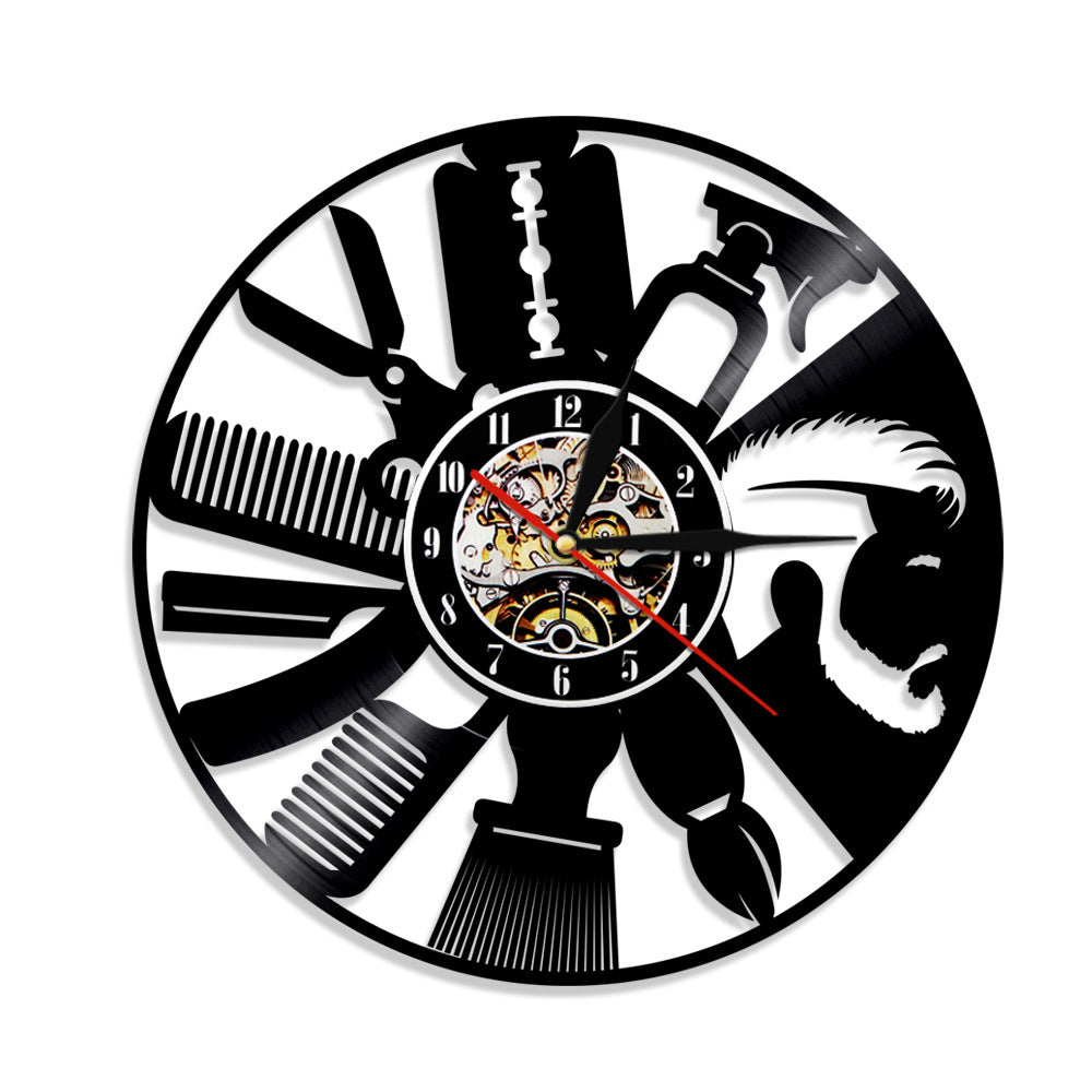 Barbershop Wall Deco Vinyl Record Clock Gift