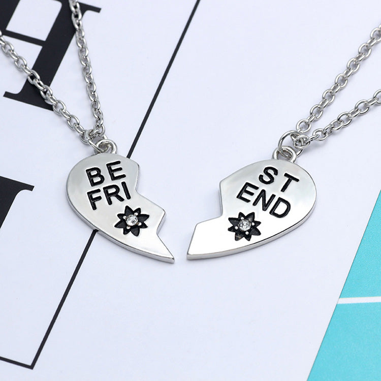 2 Piece Heart Best Friends Necklaces Anniversary Gift