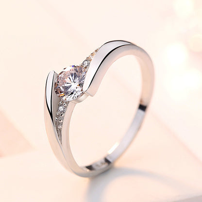 0.6 Carat Diamond Engraved Promise Ring for Her 4.5mm