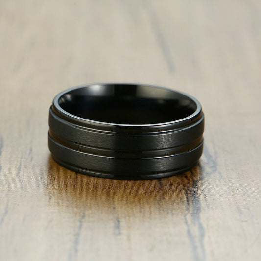 Personalized Engraved Mens Ring Black
