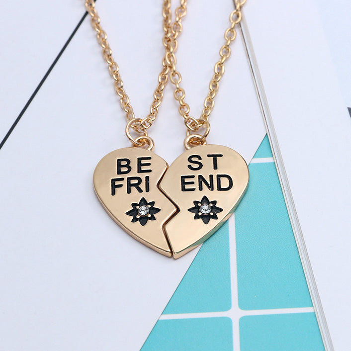 2 Piece Heart Best Friends Necklaces Anniversary Gift