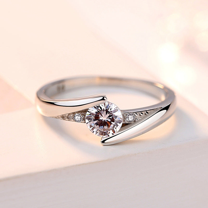 0.6 Carat Diamond Engraved Promise Ring for Her 4.5mm