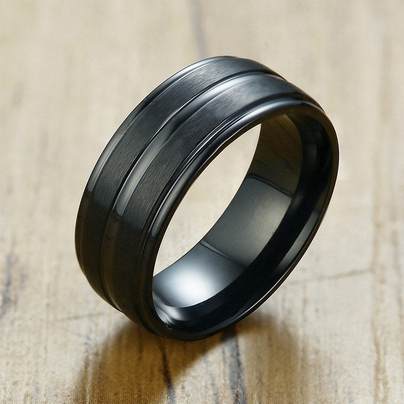 Personalized Engraved Mens Ring Black