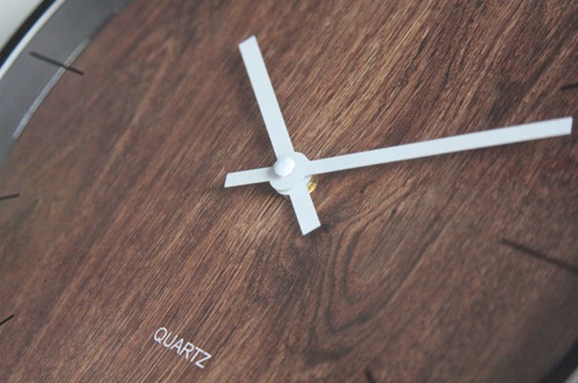 Wood Textured Silent Wall Deco Clock for Bedroom 30cm