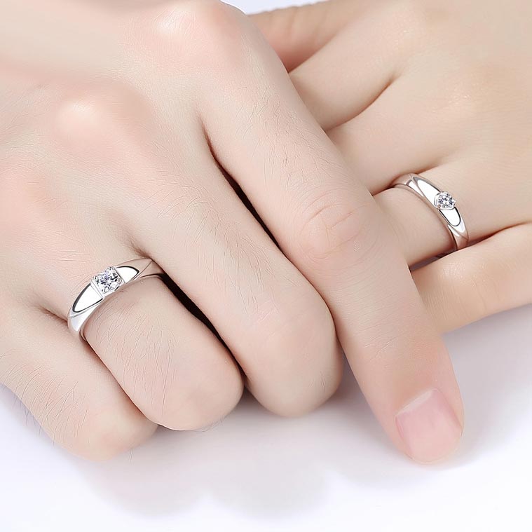 Customized Sterling Silver Wedding Bands Set