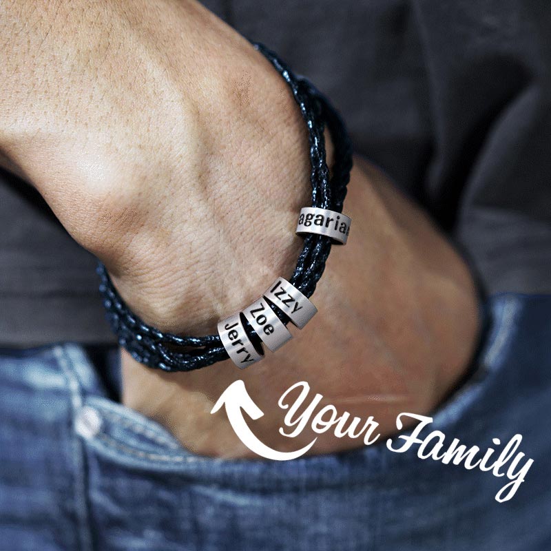 Mens Personalized Charm Bracelet Gift for Dad