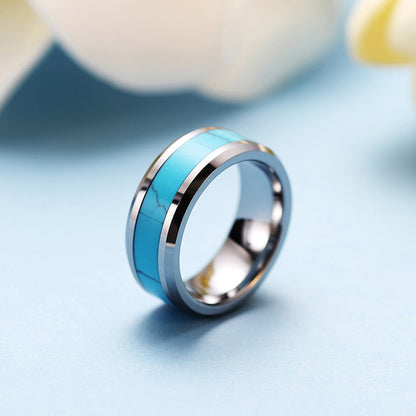 Custom Engraved Mens Wedding Ring Turquoise