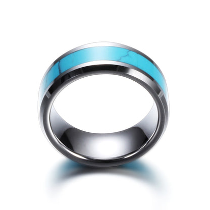 Custom Engraved Mens Wedding Ring Turquoise