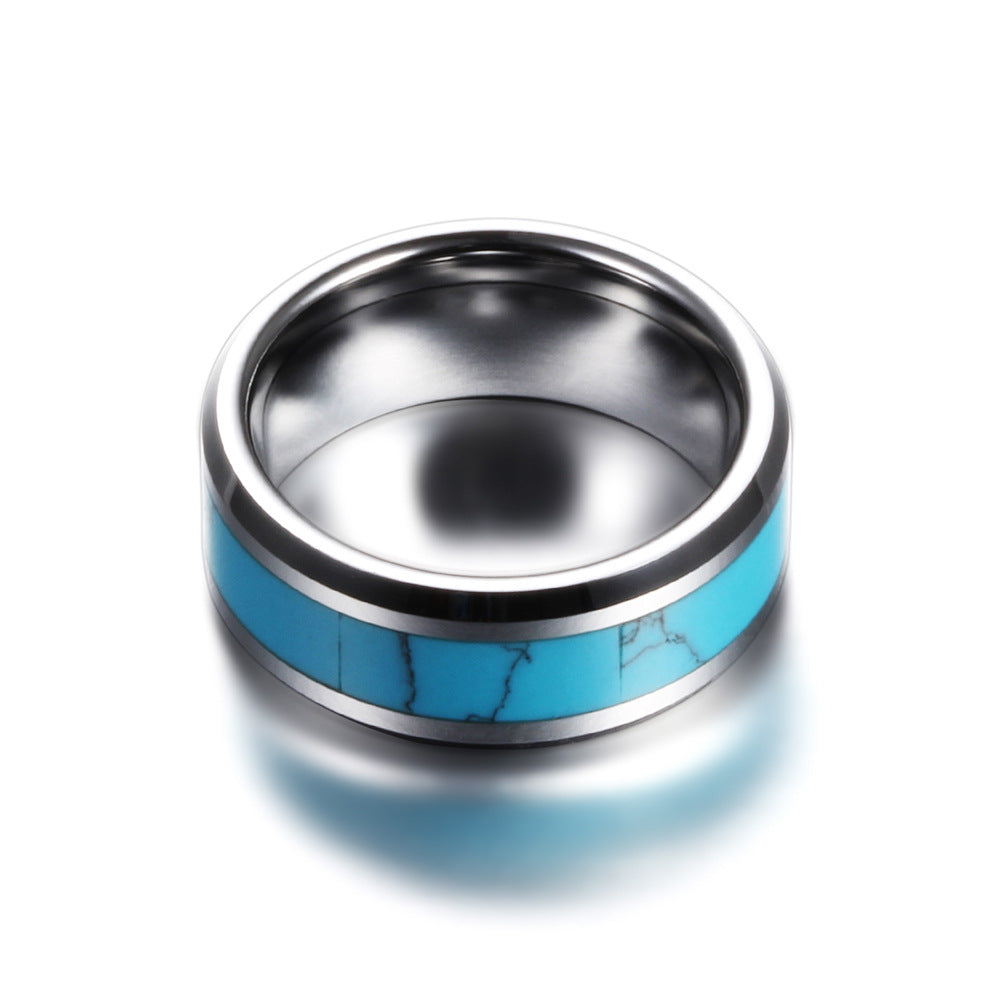 Custom Engraved Mens Wedding Ring Turquoise