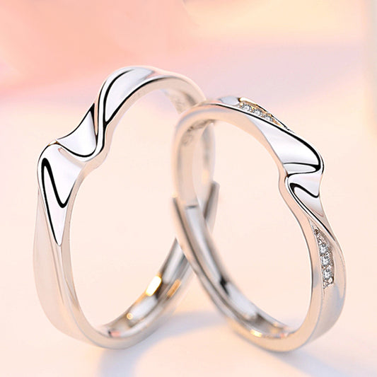 Wavy Personalized Matching Rings Set for 2